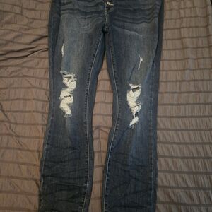 Judy Blue Dark Blue Distressed Skinny Jeans